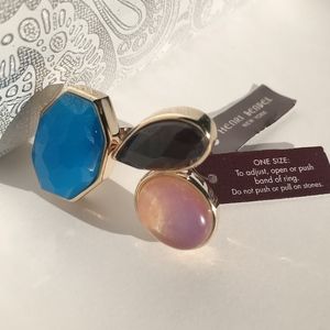 Henri Bendel adjustable Triple Gem cocktail ring